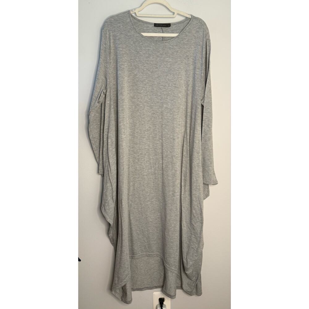 Zanzea Gray Long Sleeve Round Neck Asymmetric Hi-lo Maxi Dress Sz 5XL Avantgarde